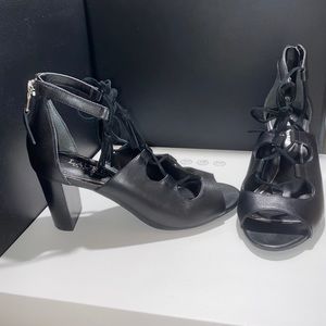 Ralph Lauren lace up strappy leather heels